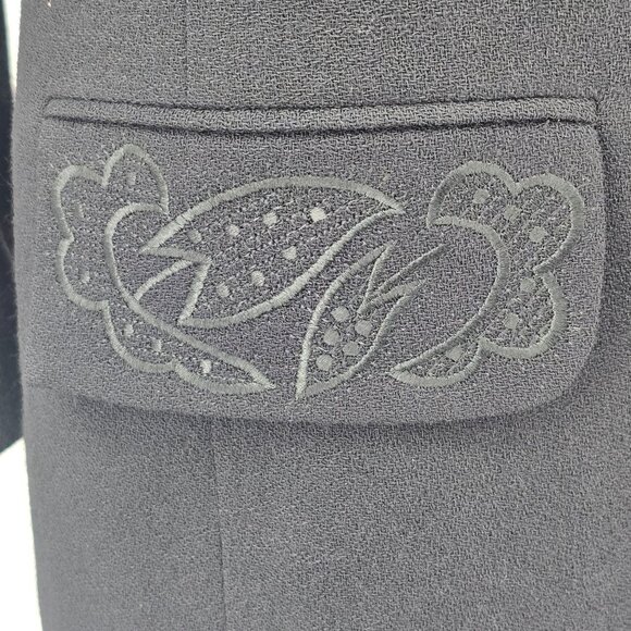 Vintage Womens Size 12 I Magnin Black Wool Double Breasted Blazer - Picture 9 of 11